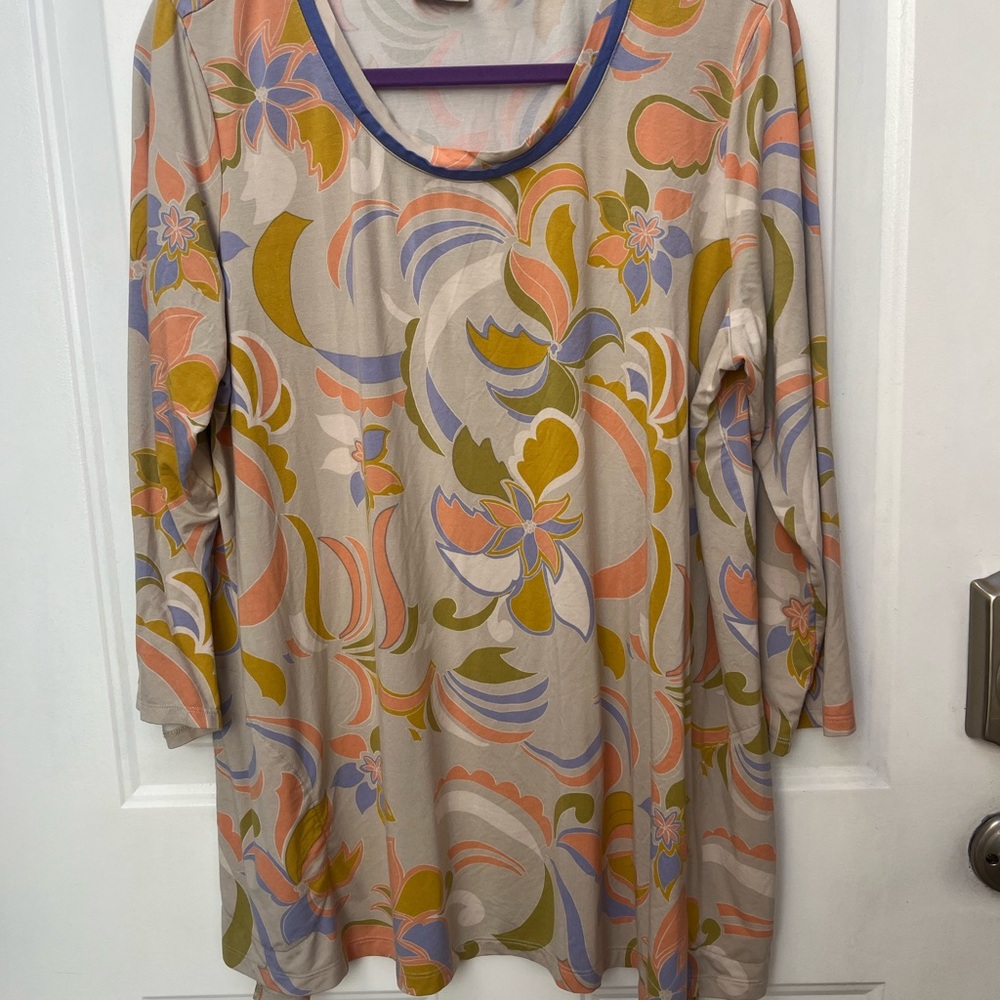 LOGO by Lori Goldstein Multicolor Floral Tunic